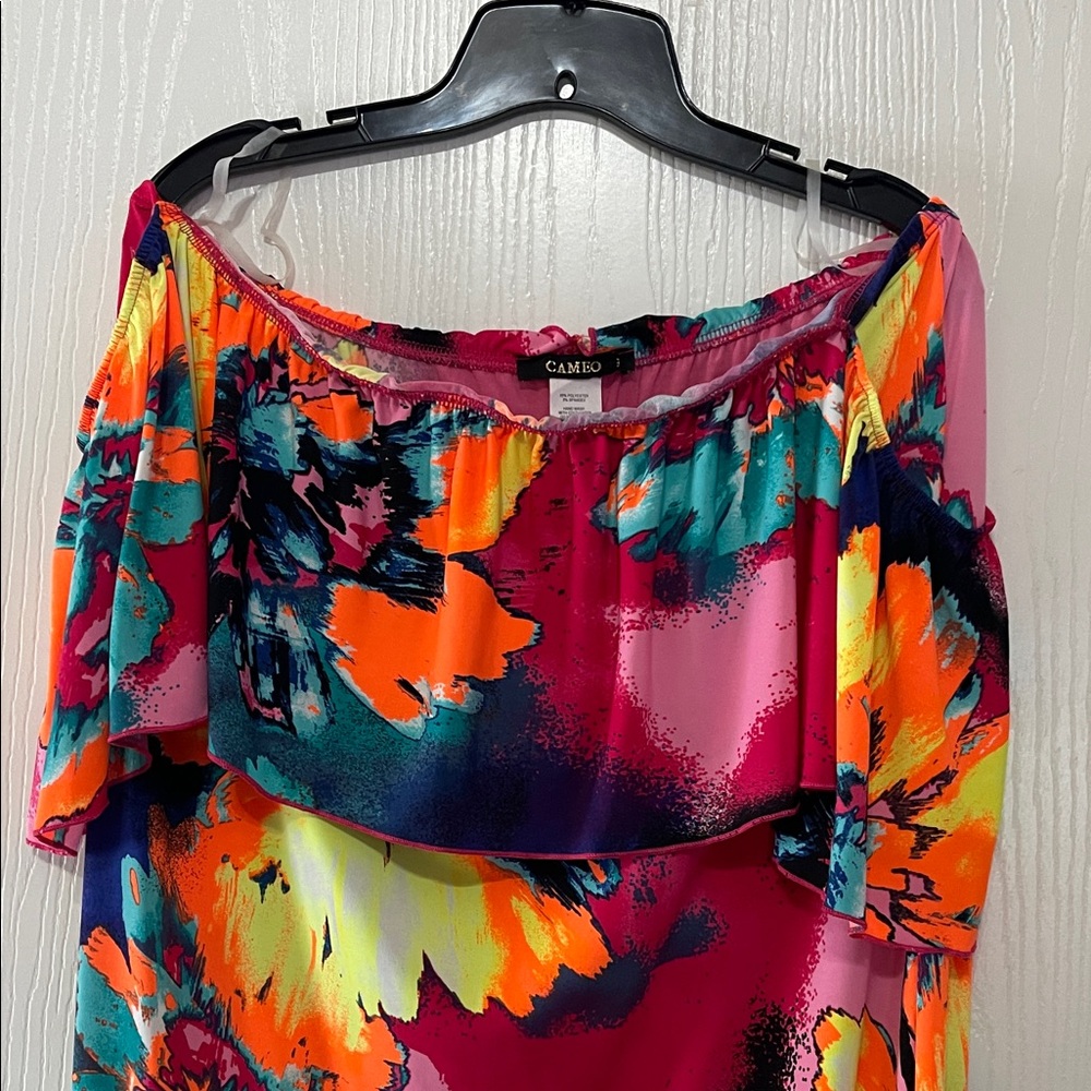 Colorful off the shoulder maxi dress